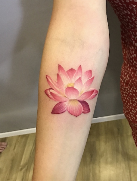 Realistic Lotus Flower Tattoo