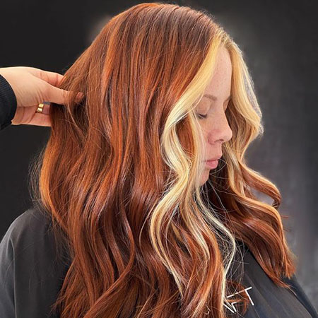 Copper Hair With Blonde Money Piece