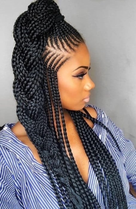 Cornrow Updo Ponytail