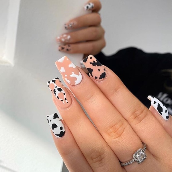 Cow Print Acrylic Nails