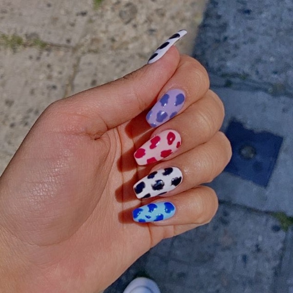 Cow Print Dip Nails