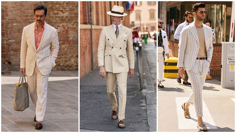 Cream Pinstripe Suits