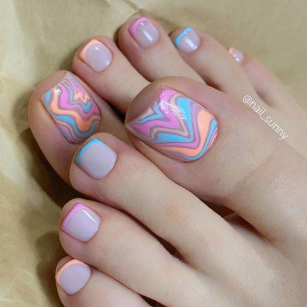 Cute Pastel Toe Nail Design