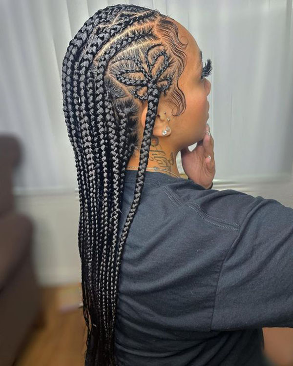 Fulani Braids With Butterfly Pattern