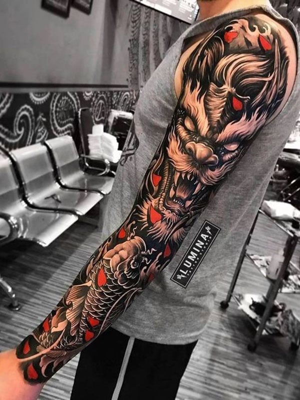 Color tattoo sleeves for men