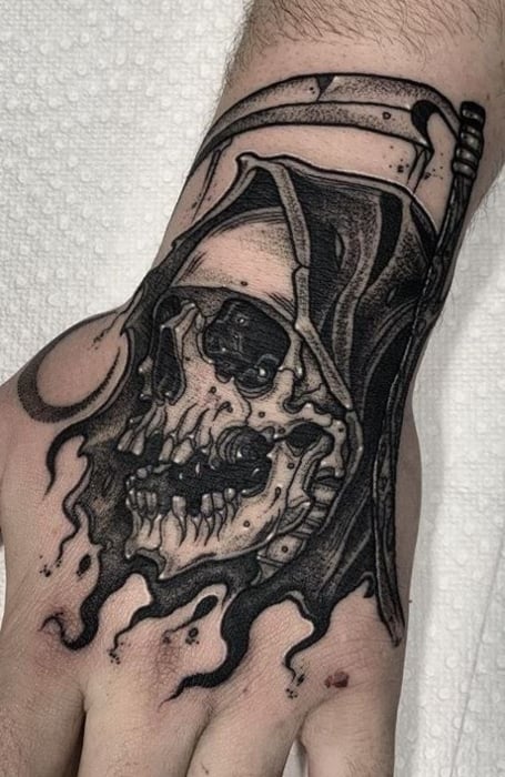 Grim Reaper Hand Tattoo