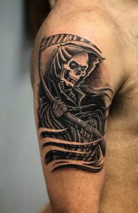 Tattoo of Grim Reapers Wings Back