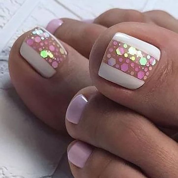 Large Glitter Detail Toe Nails