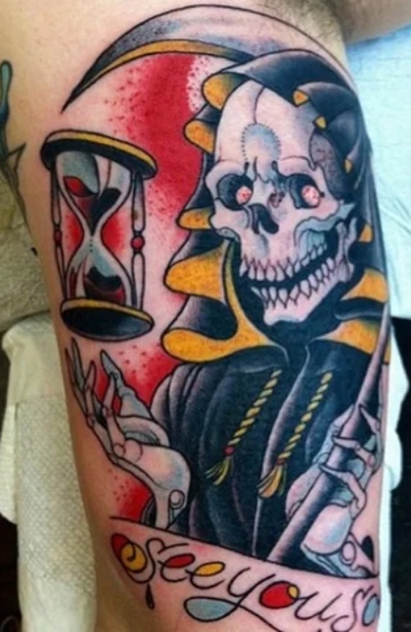 Traditional Grim Reaper Tattoo By Lachie Grenfell  Vic Market Tattoo