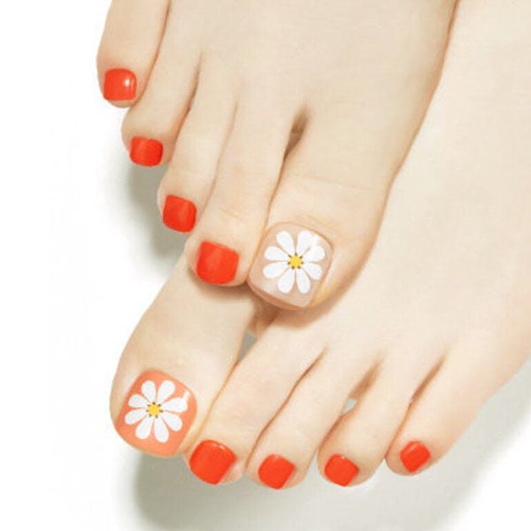 Orange Toe Nail Design