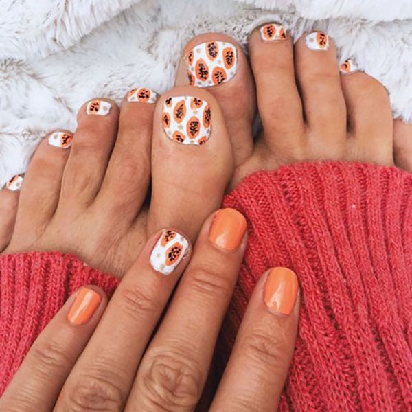 Papaya Toe Nails