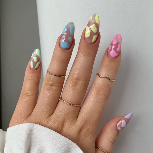 Pastel Cow Print Nails