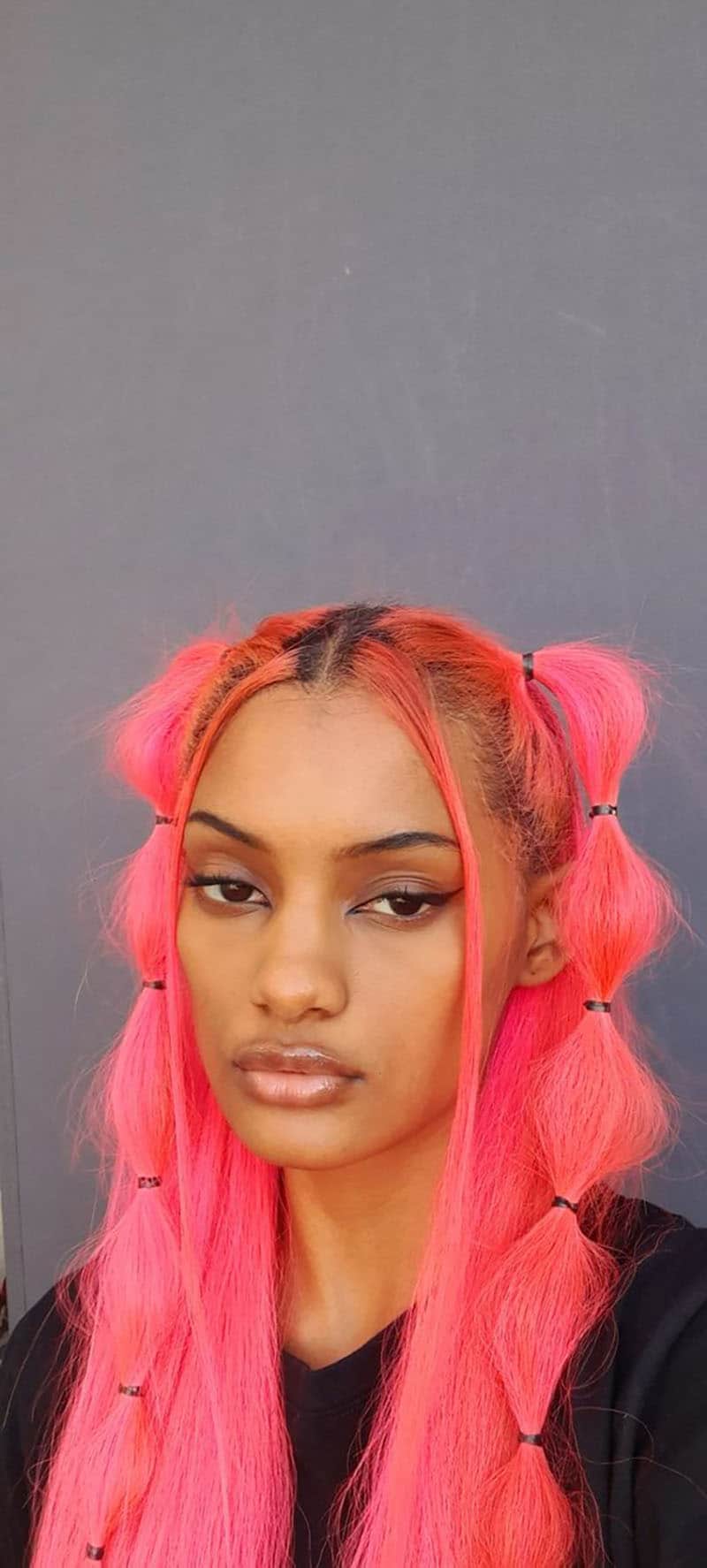 Pink Hair Bubble Braids