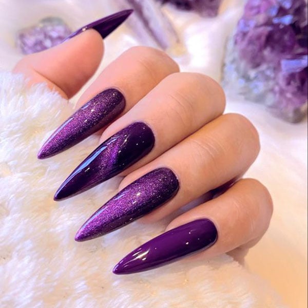 Purple Cat Eye Nails