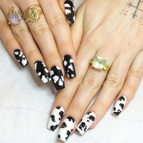 Reverse Cow Print Nails