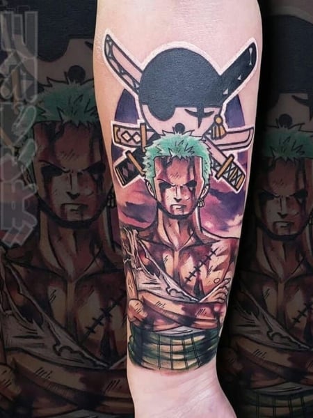 anime tattoo sleeve black and white