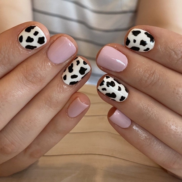 Short Cow Print Nails