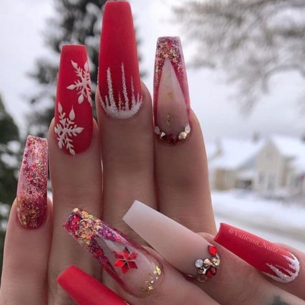 Acrylic Coffin Christmas Nails