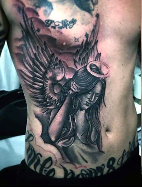 Angel Stomach Tattoo