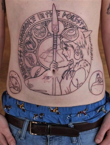Anime Stomach Tattoo