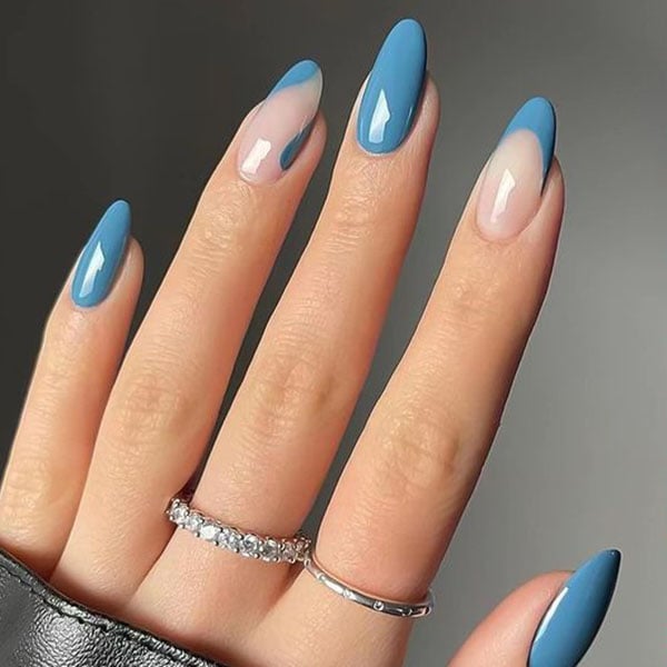 Baby Blue Almond Acrylic Nails