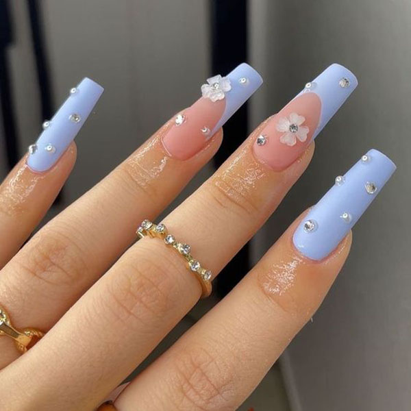 Blue Ombre Nails | Luxury nails, Best acrylic nails, Blue acrylic nails