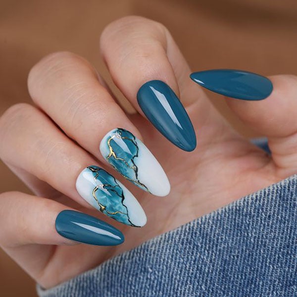 Blue Marble Nails