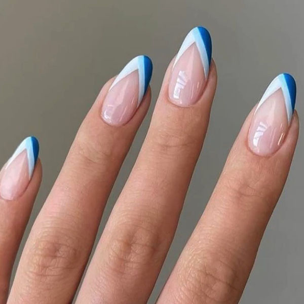 Blue V Shape Tip Nails