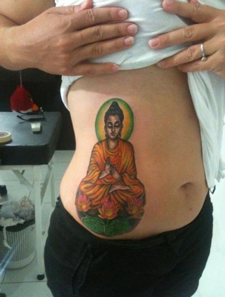 Buddha Stomach Tattoo