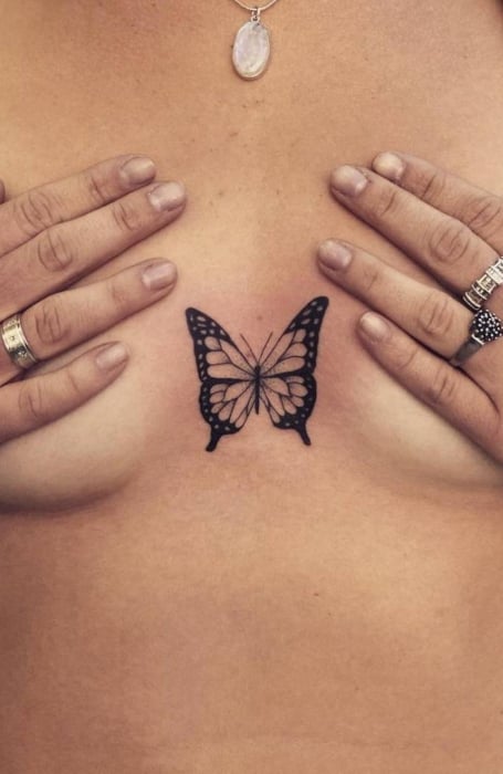 Butterfly Sternum Tattoo