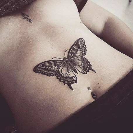 Butterfly Stomach Tattoo