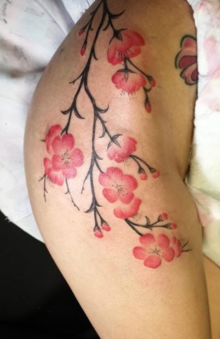 Cherry Blossom Hip Tattoo1