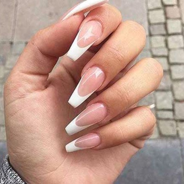 Coffin French Tip Acrylic Nails