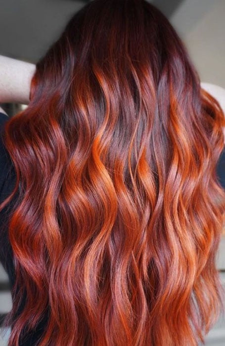 Dark Red Hair + Copper Highlights