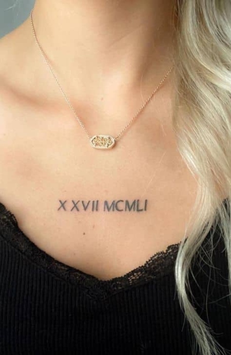 Date Sternum Tattoo