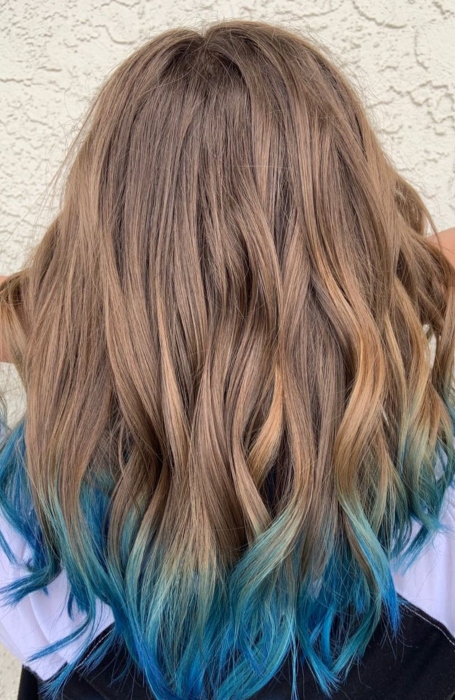 Dirty Blonde Hair With Blue Tips