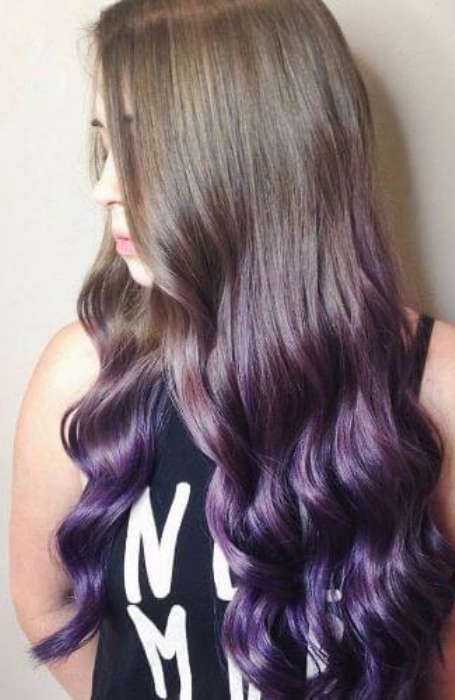 Dirty Blonde Hair With Purple Tips (1)