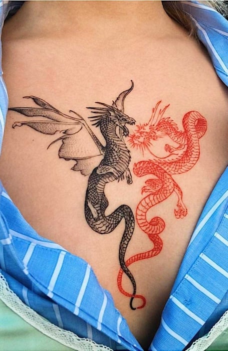 Dragon Sternum Tattoo