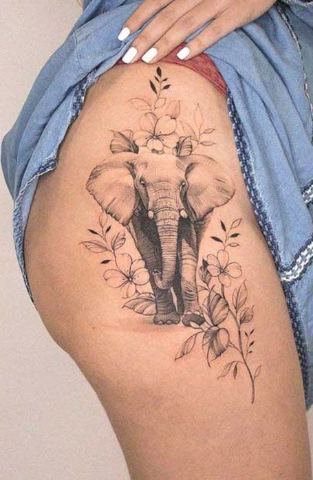 Elephant Hip Tattoo