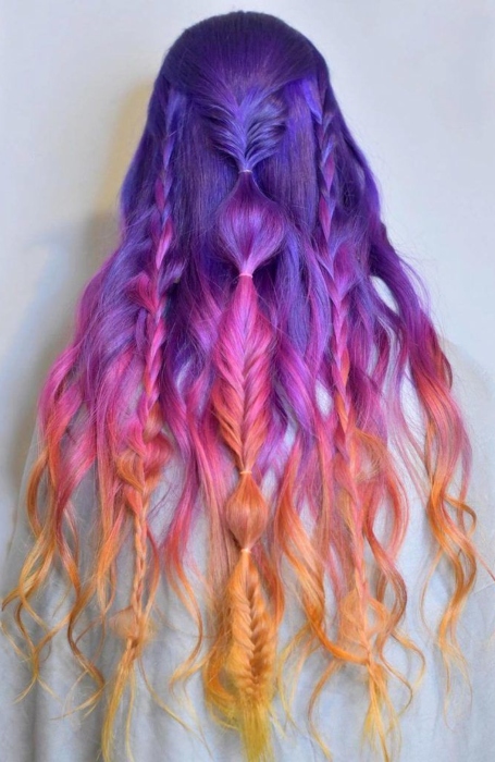 blue pink and purple ombre hair