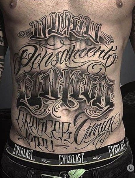 Gangster Stomach Tattoo