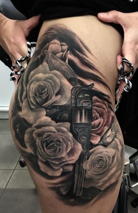 Gun Hip Tattoo1