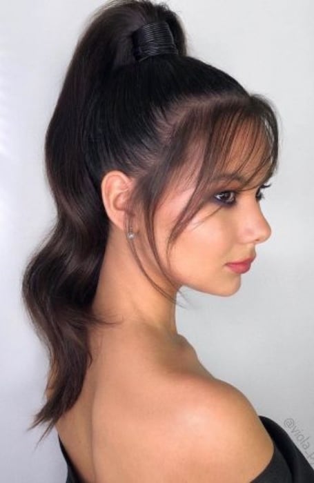 High Ponytail Wispy Bangs