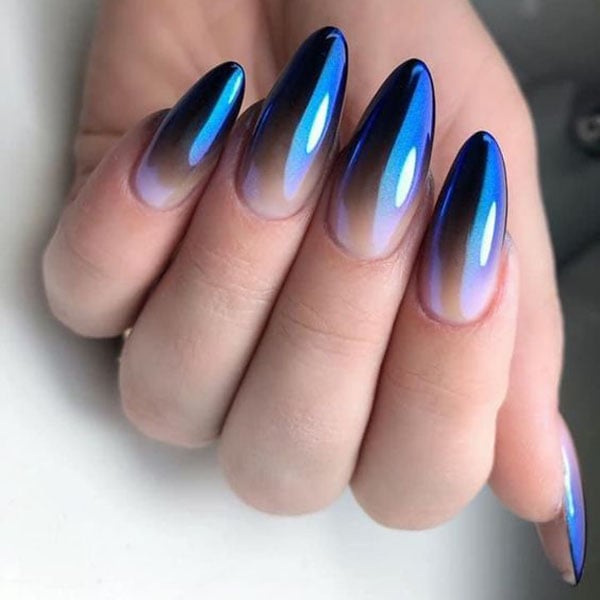 Hollographic Blue Nails