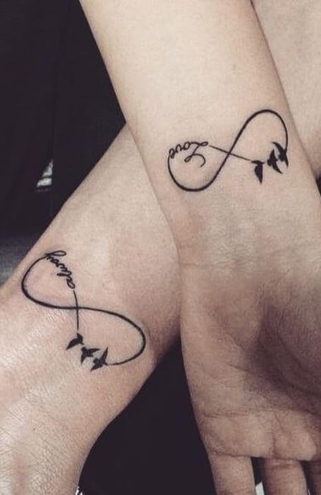 Infinity with Feather Tattoo Black Poison Tattoos