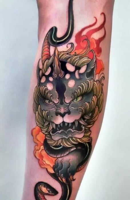 Japanese Lion Tattoo (1)