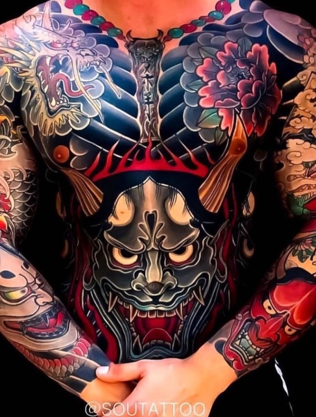 Japanese Stomach Tattoo