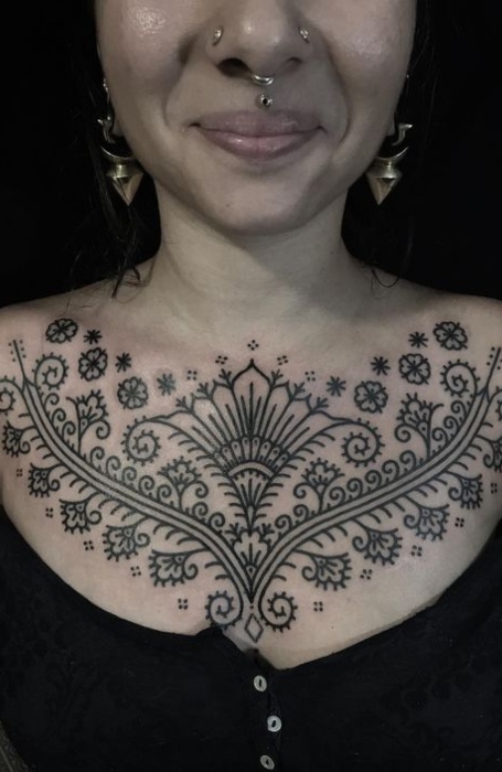 Lace Sternum Tattoos