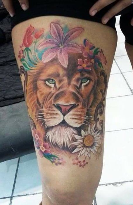 Lion Flower Tattoo2