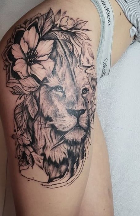 Lion Hip Tattoo